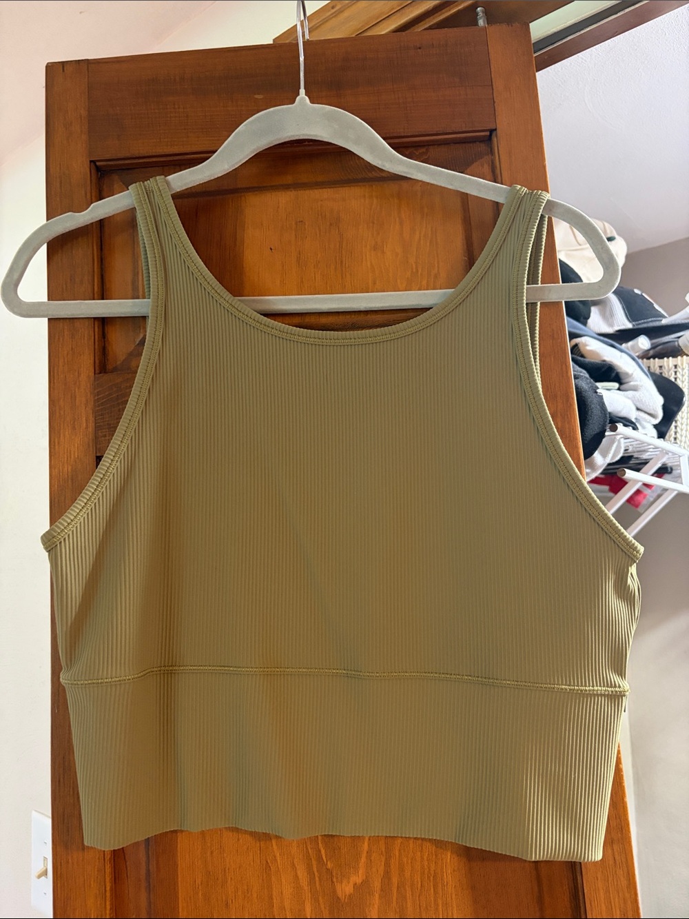 lululemon athletica Olive Ribbed Crop Tank